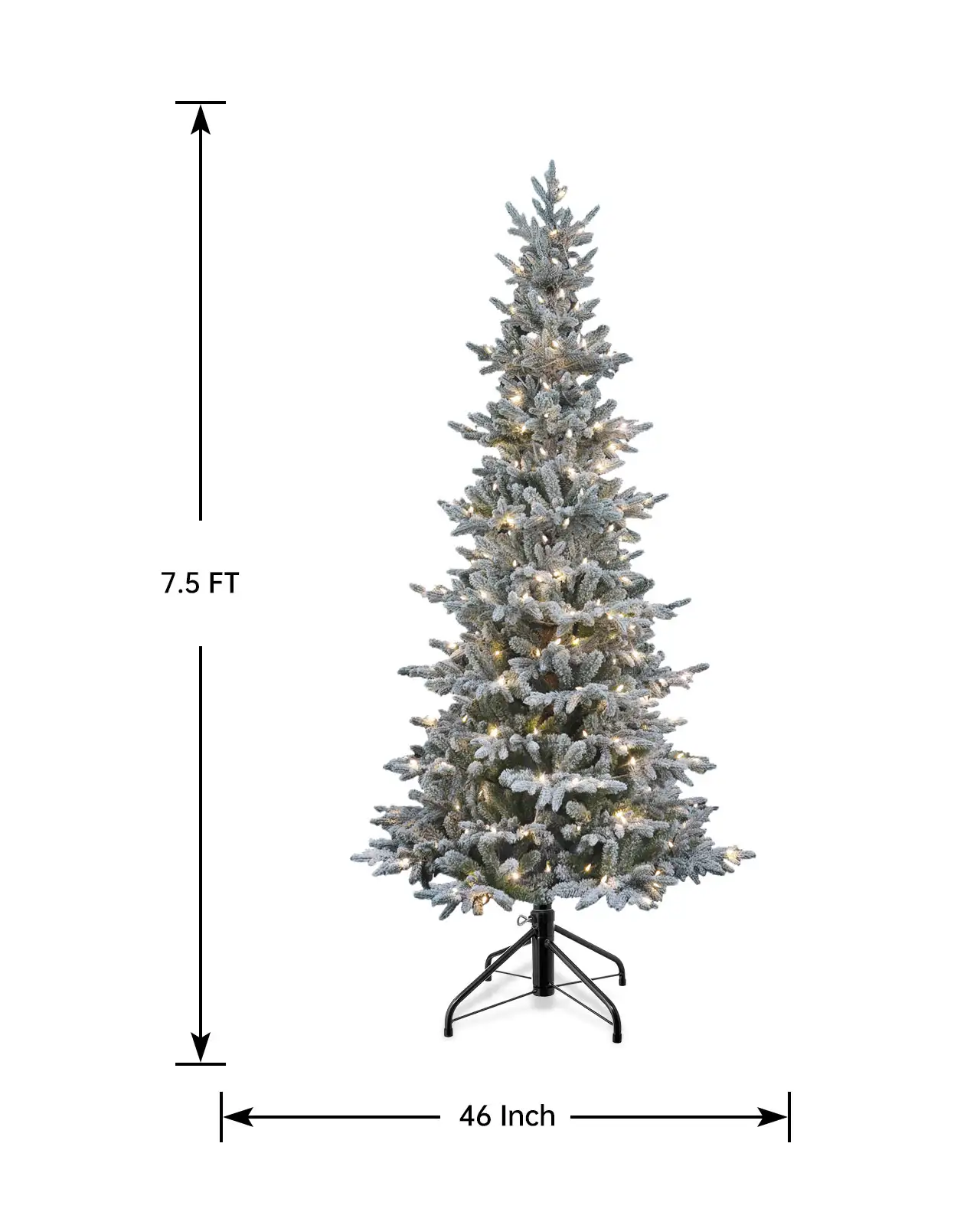 Pre-Lit Flocked Fir Tree- Slim