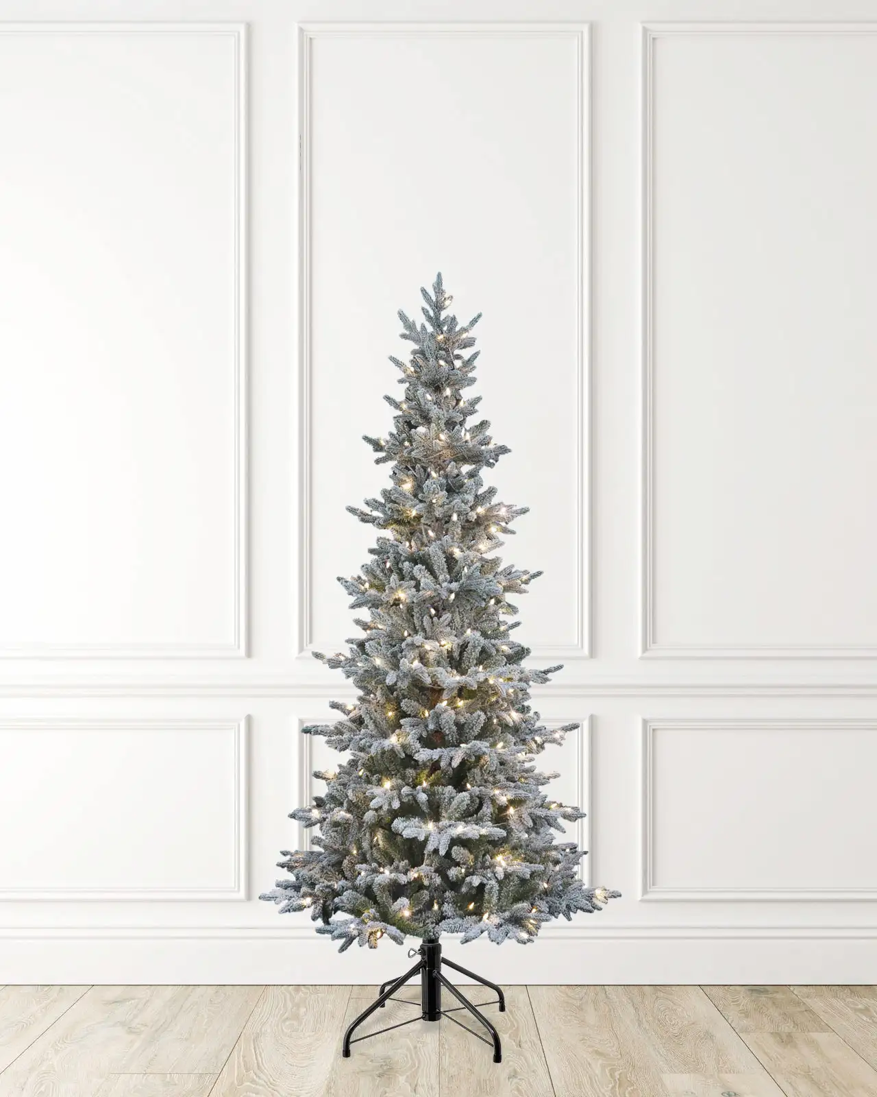 Pre-Lit Flocked Fir Tree- Slim