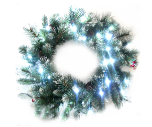 24 inch golden needle decoration wreath with led light