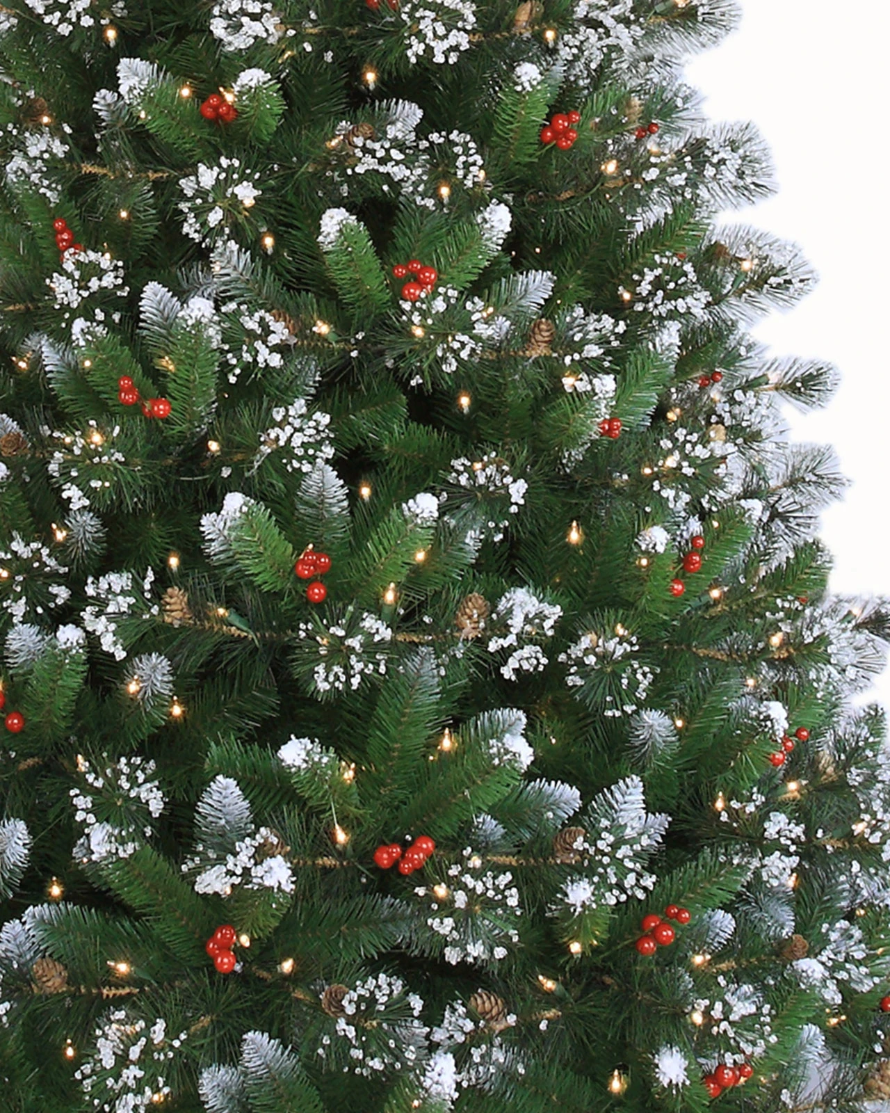 Pre-Lit Frosted Pine Tree w/ Pinecones& Red Berries