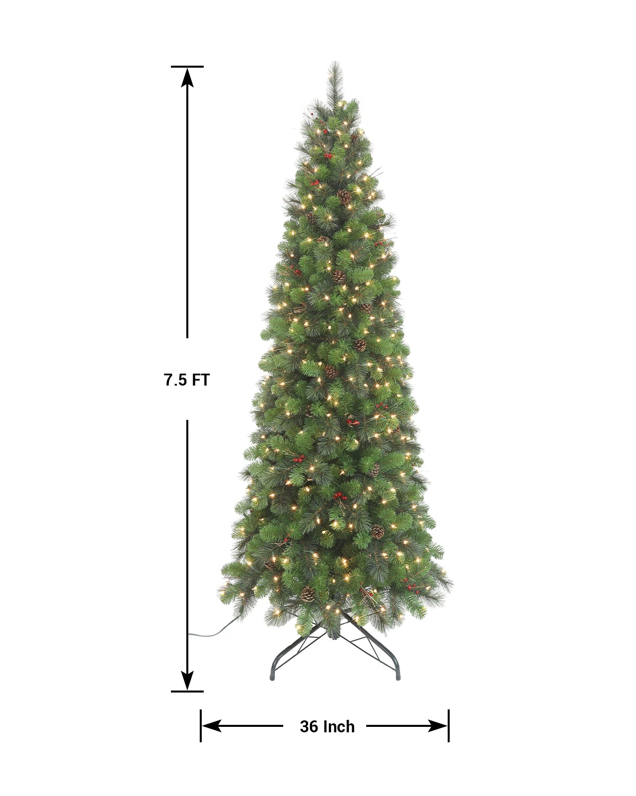 Pre-Lit Green Pine Tree-Slim