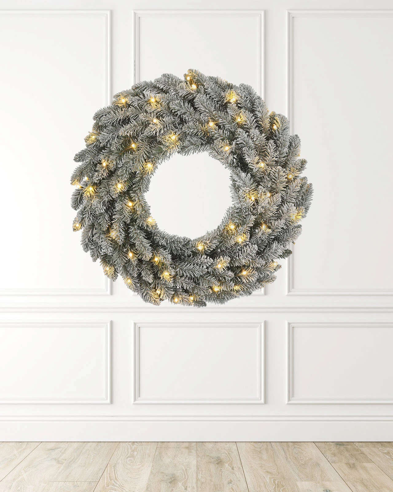 Pre-Lit Flocked Wreath