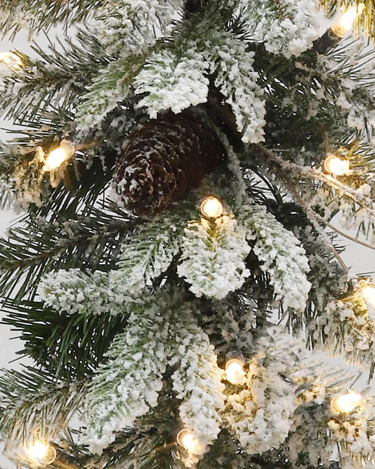 Pre-Lit Flocked Garland w/Pinecones& Twigs
