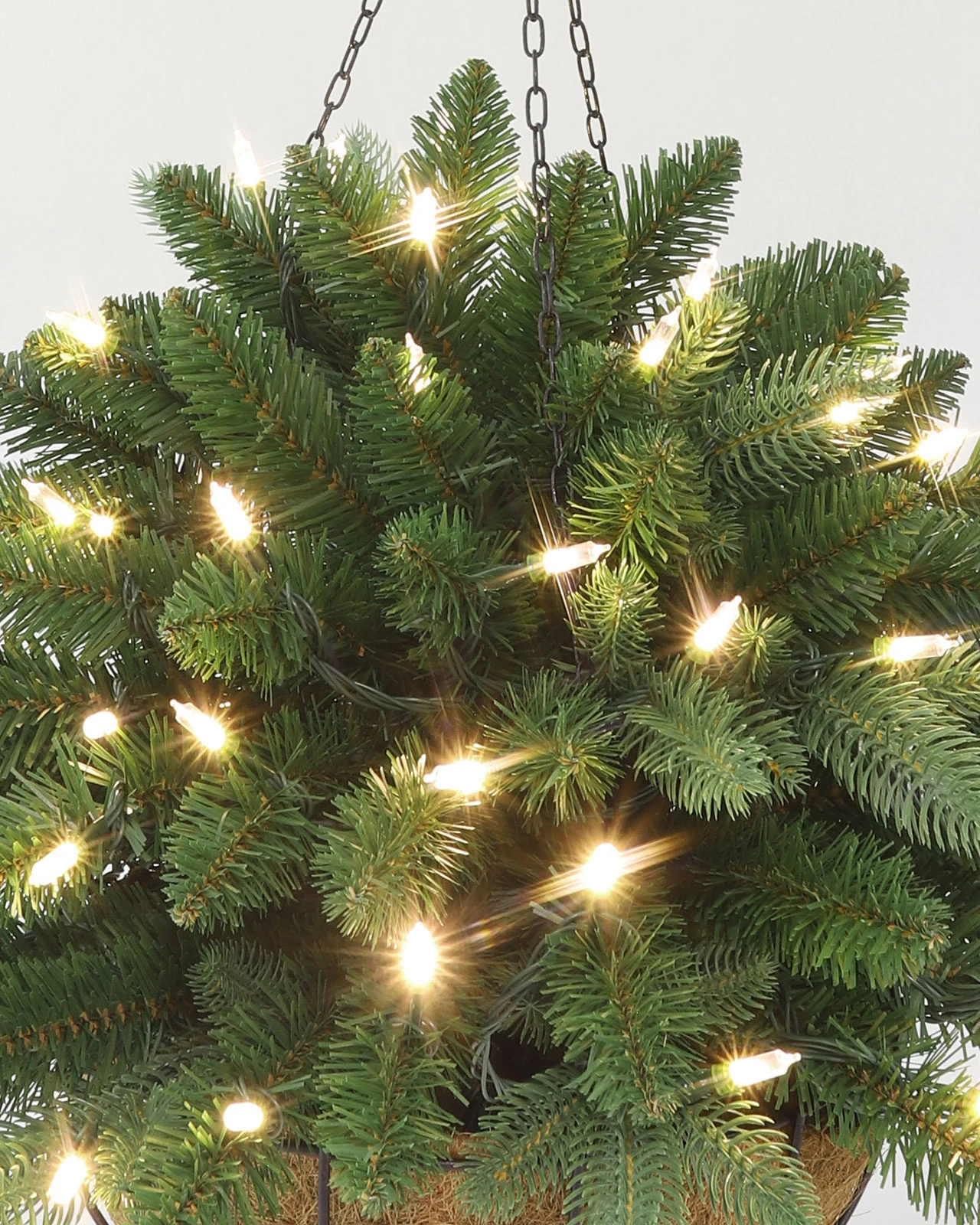 Pre-Lit Green Hanging Basket