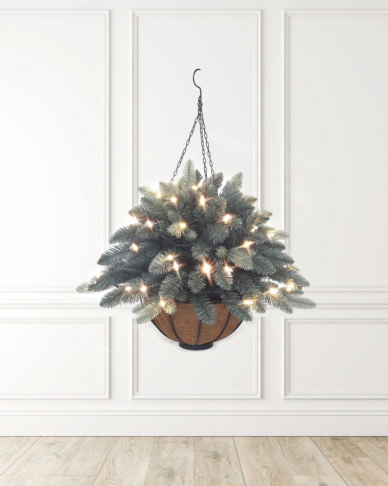 Pre–Lit Blue Hanging Basket