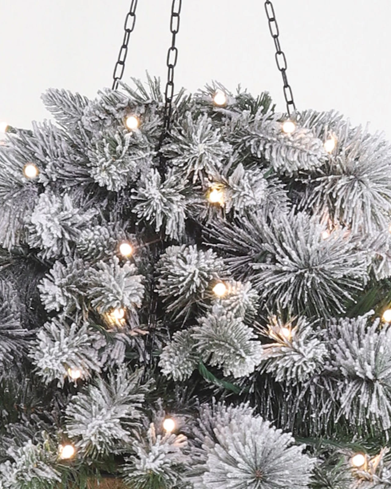 Pre-Lit Flocked Hanging Basket