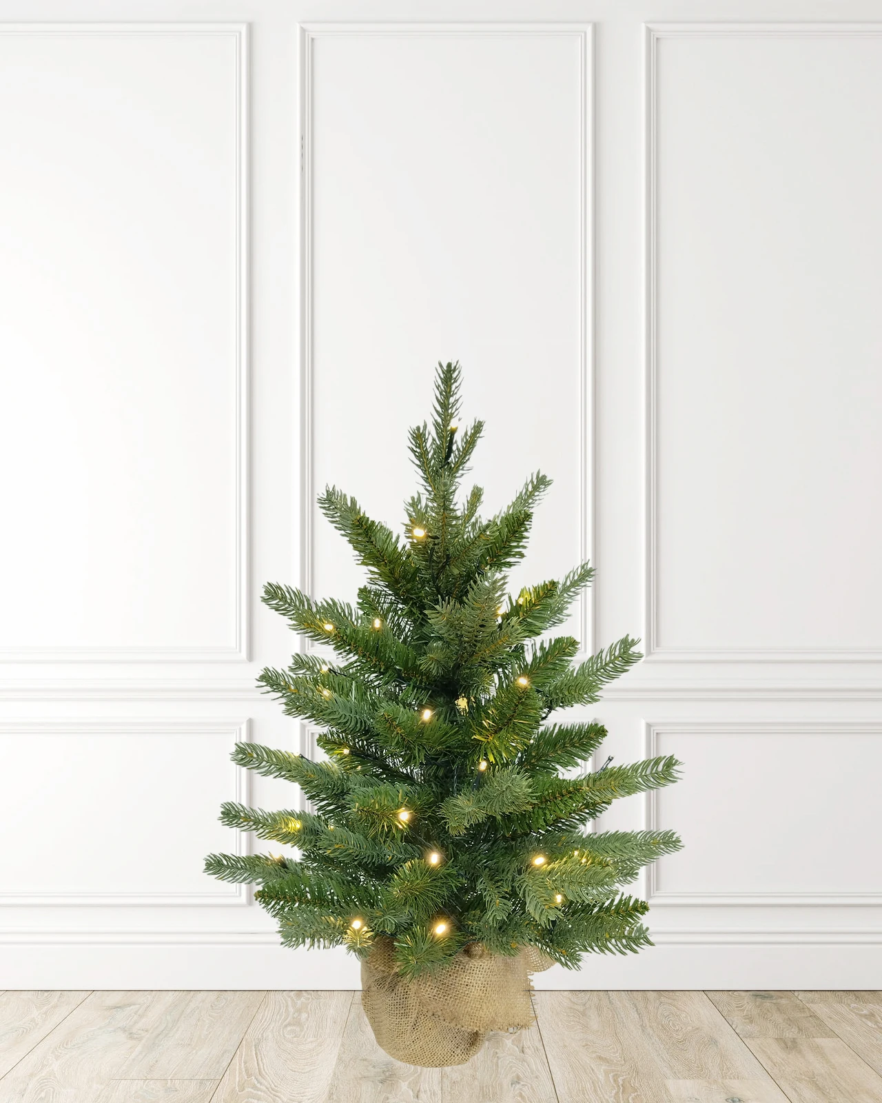 Pre-Lit Green Table Top Burlap Tree
