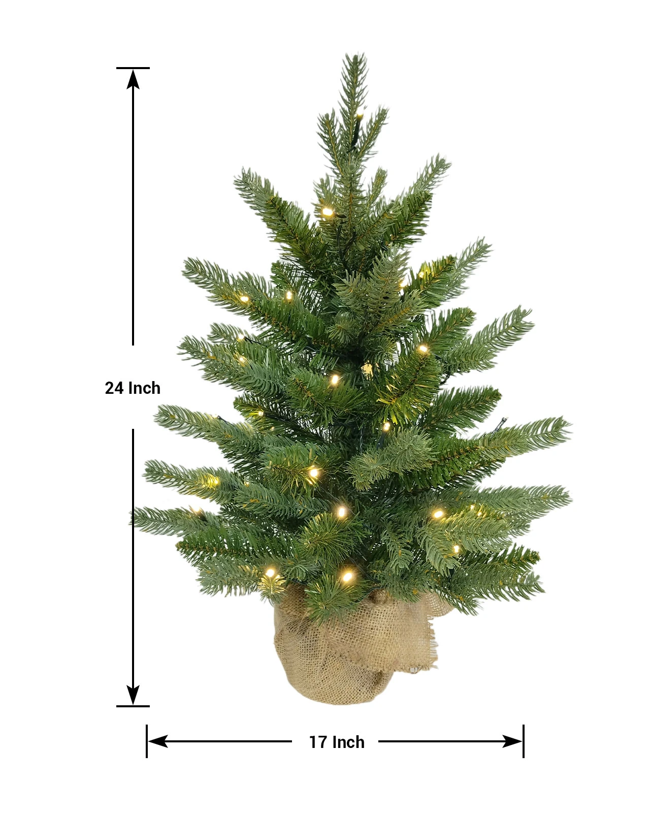 Pre-Lit Green Table Top Burlap Tree