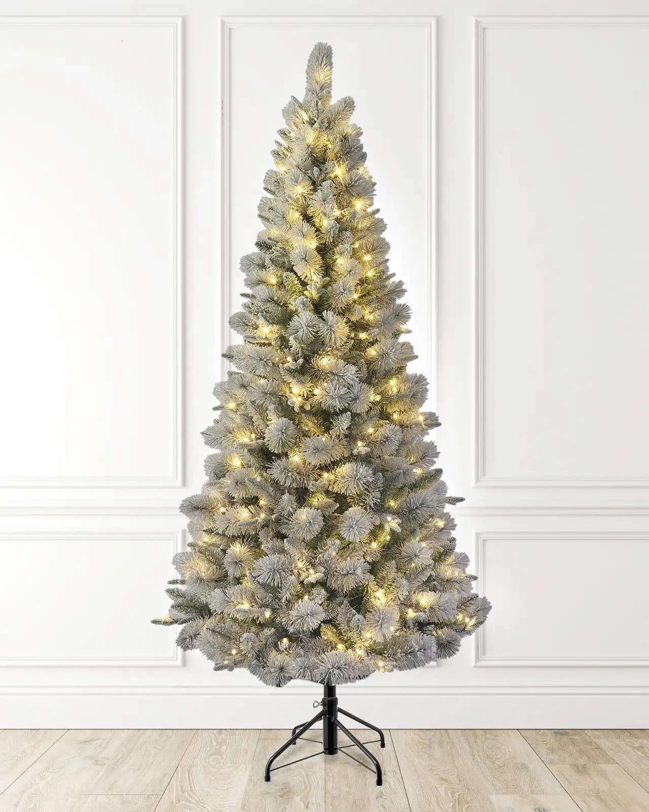 Pre-Lit Flocked Pine Tree