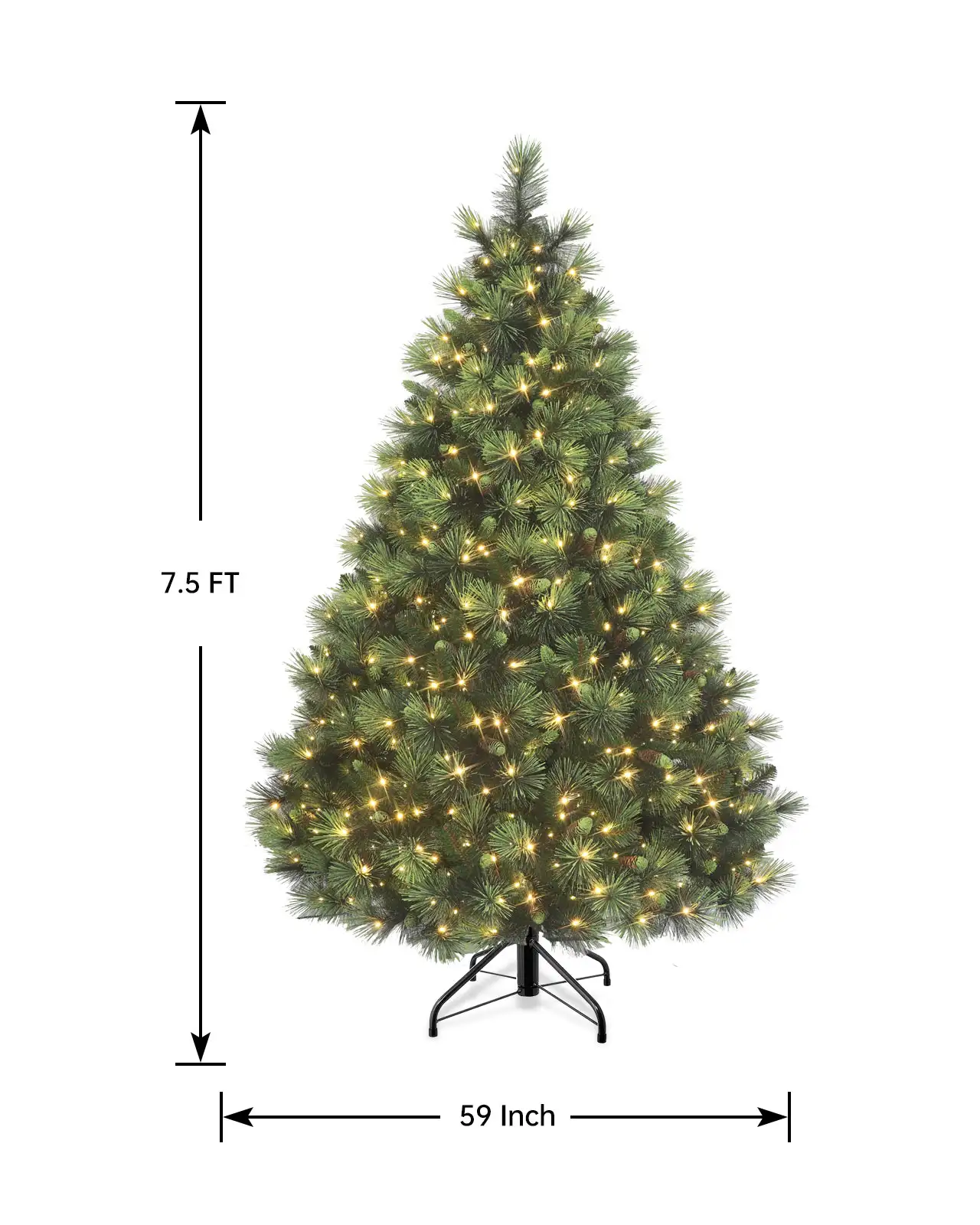Pre-Lit Green Pine Tree w/Pinecones